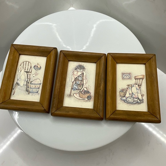 Vintage set of 3 Margaret B mini country cozy art prints - Picture 1 of 7
